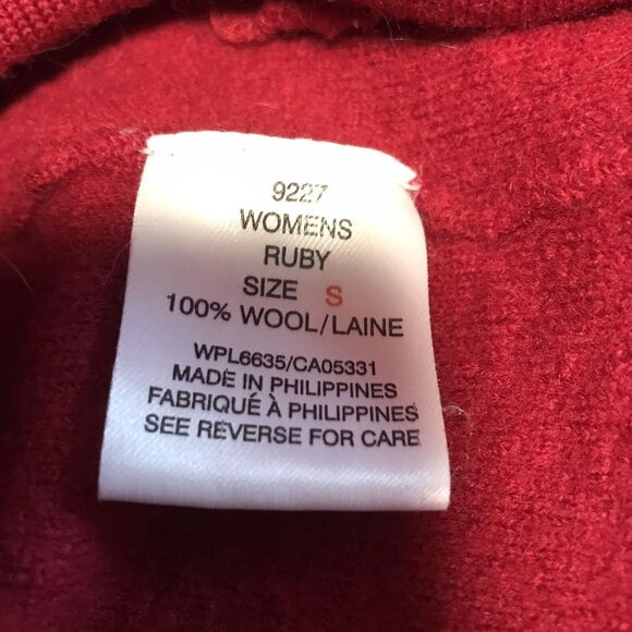 Woolrich Sweater Women Small Full Zip Wool Ruby Red Pocket Cardigan Vintage Mock - Picture 3 of 8